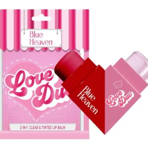 Blue Heaven Love Duo Dual-Sided, Clear & Tinted Lip Balm I Long Lasting Hydration I Enriched with Shea Butter & Aloe Vera I SPF Protection I Pookie (clear+ Strawberry) 1 2.5gm*2