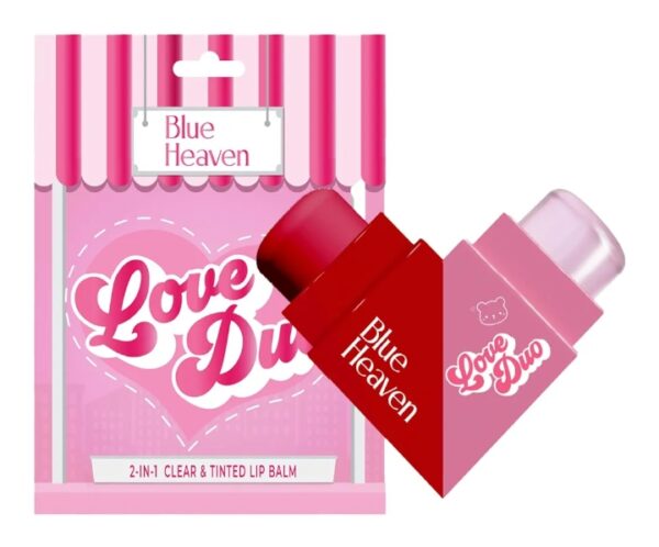 Blue Heaven Love Duo Dual-Sided, Clear & Tinted Lip Balm I Long Lasting Hydration I Enriched with Shea Butter & Aloe Vera I SPF Protection I Pookie (clear+ Strawberry) 1 2.5gm*2