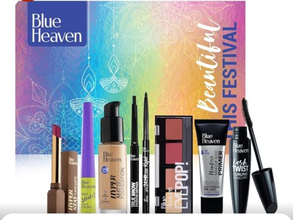 Blue Heaven Festive Makeup Kit Set I Pack of 8 Makeup Essentials I Complete Makeup Kit Set for women I Ideal for Festive Looks, Gifting & Bridal Makeup I Medium Tone Combo I Pack of 8 | 32.1g+45.5ml