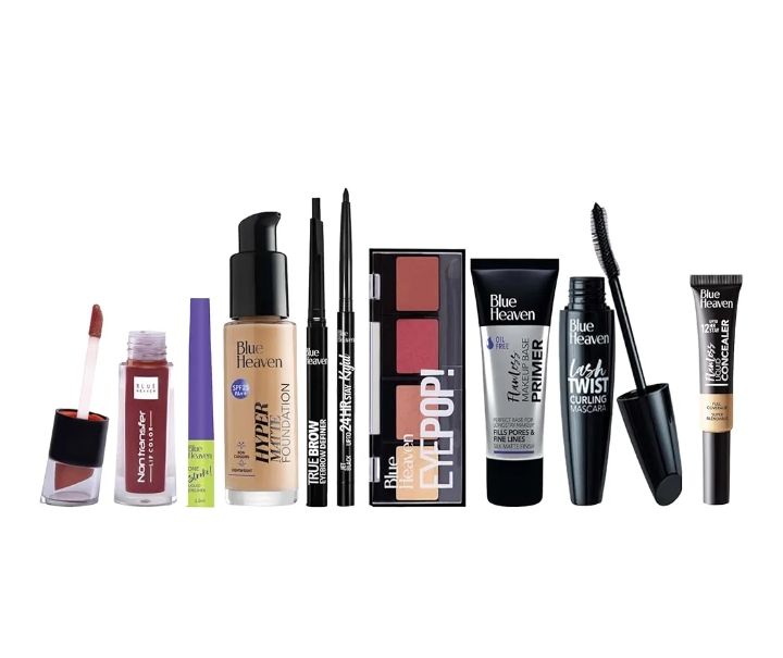 Blue Heaven Festive Makeup Kit For Women, Medium Tone Combo, 75gm (Pack of Heaven Flawless liquid Concealer, 201, Cream, 17ML